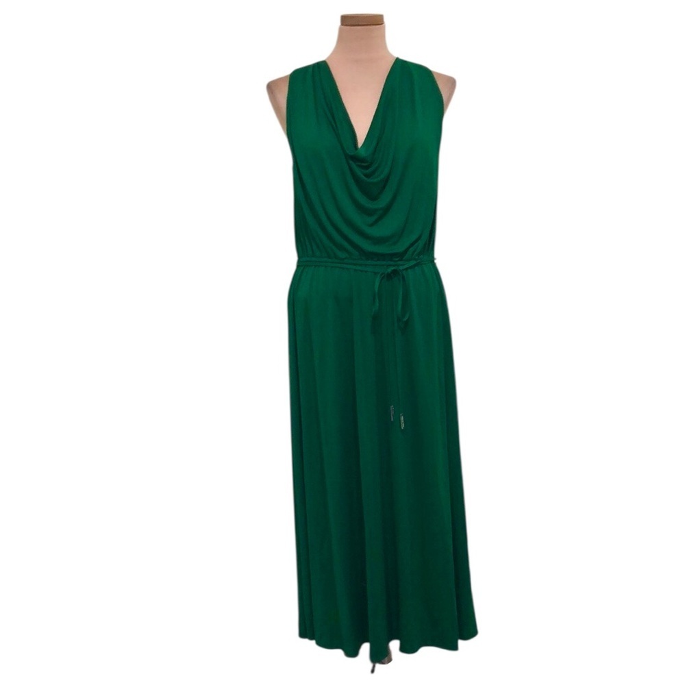 Halston Karina Dress Size 4 Emerald Green Cowl Neck